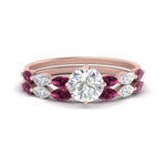 Load image into Gallery viewer, round-cut-single-prong-marquise-pink-sapphire-engagement-ring-and-band-in-FD9939ROGSADRPI-NL-RG
