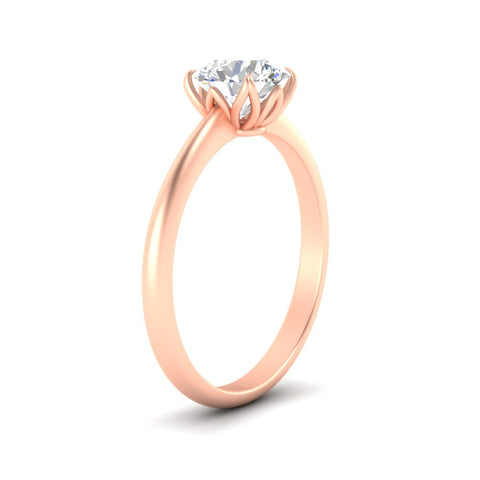 Round Solitaire Cathedral Ring With Floral Head