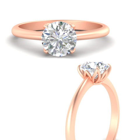 Round Solitaire Cathedral Ring With Floral Head