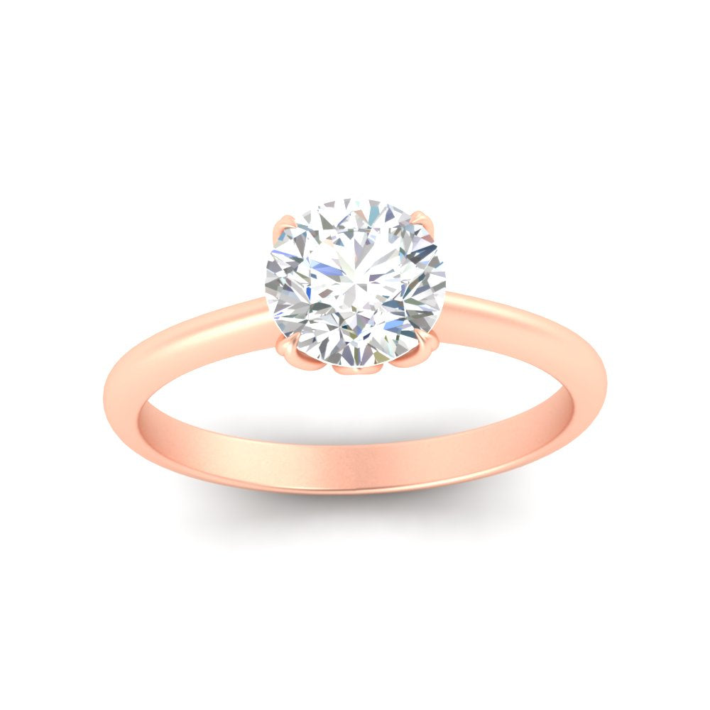 Round Solitaire Cathedral Ring With Floral Head