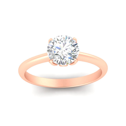 Round Solitaire Cathedral Ring With Floral Head
