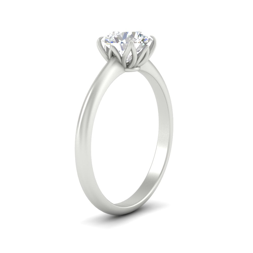 Round Solitaire Cathedral Ring With Floral Head