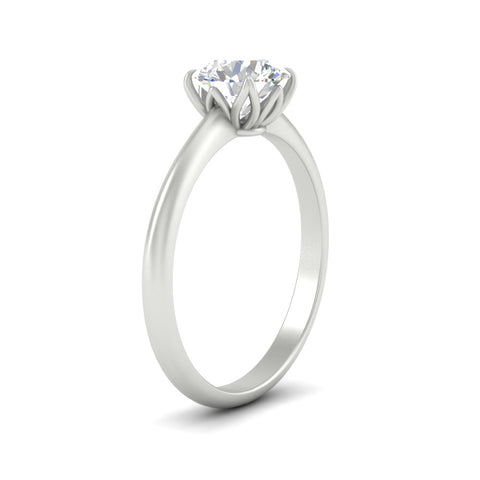 Round Solitaire Cathedral Ring With Floral Head