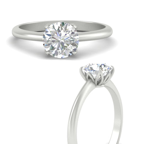 Round Solitaire Cathedral Ring With Floral Head