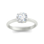 Load image into Gallery viewer, Round Solitaire Cathedral Ring With Floral Head
