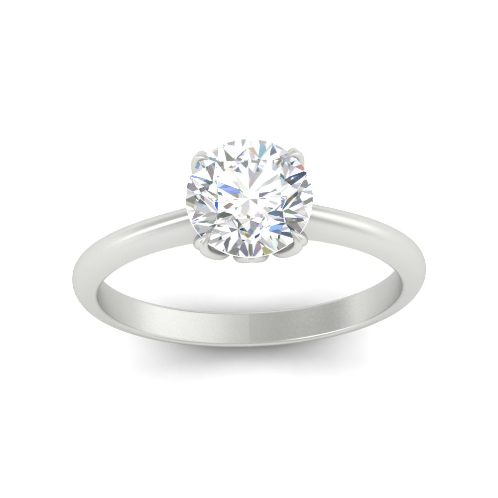 Round Solitaire Cathedral Ring With Floral Head