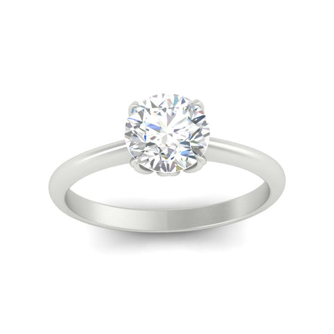 Round Solitaire Cathedral Ring With Floral Head
