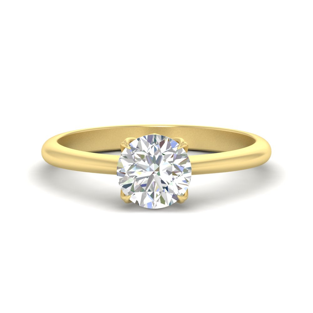 Round Solitaire Cathedral Ring With Floral Head