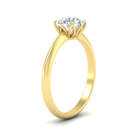 Round Solitaire Cathedral Ring With Floral Head