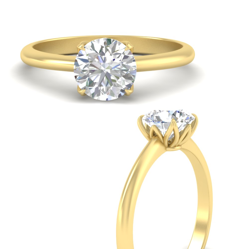 Round Solitaire Cathedral Ring With Floral Head
