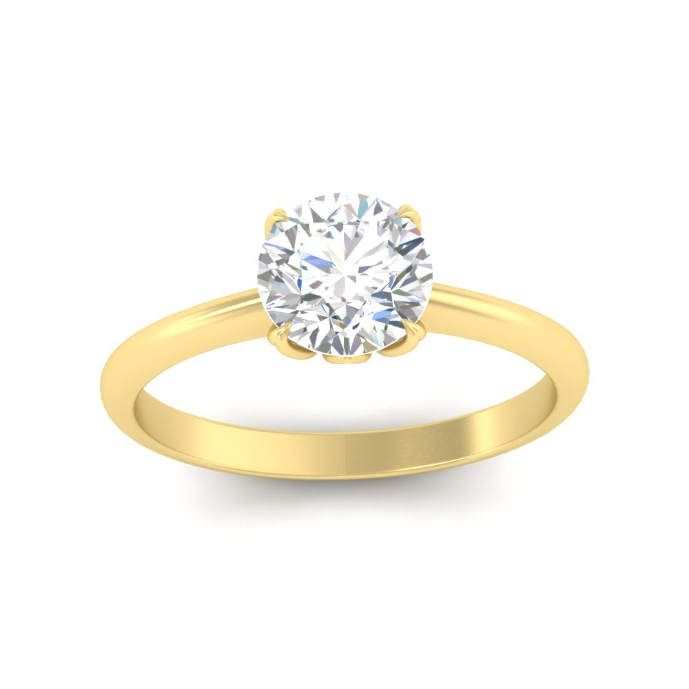 Round Solitaire Cathedral Ring With Floral Head