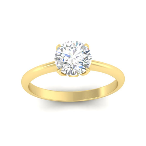 Round Solitaire Cathedral Ring With Floral Head