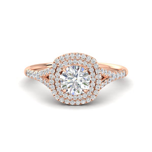 Split Double Halo Diamond Engagement Ring