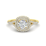 Load image into Gallery viewer, round-cut-spalit-band-double-halo-diamond-engagement-ring-in-FD11142RORANGLE3-NL-YG

