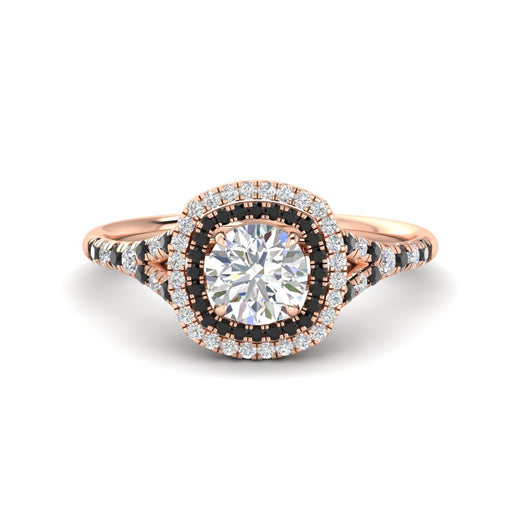 round-cut-spalit-band-double-halo-diamond-engagement-ring-with-black-diamond-in-FD11142RORGBLACKANGLE3-NL-RG
