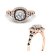 Load image into Gallery viewer, round-cut-spalit-band-double-halo-diamond-engagement-ring-with-black-diamond-in-FD11142RORGBLACKANGLE3-NL-RG