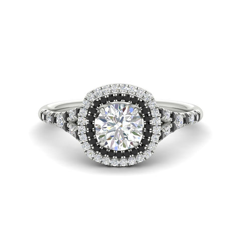 round-cut-spalit-band-double-halo-diamond-engagement-ring-with-black-diamond-in-FD11142RORGBLACKANGLE3-NL-WG
