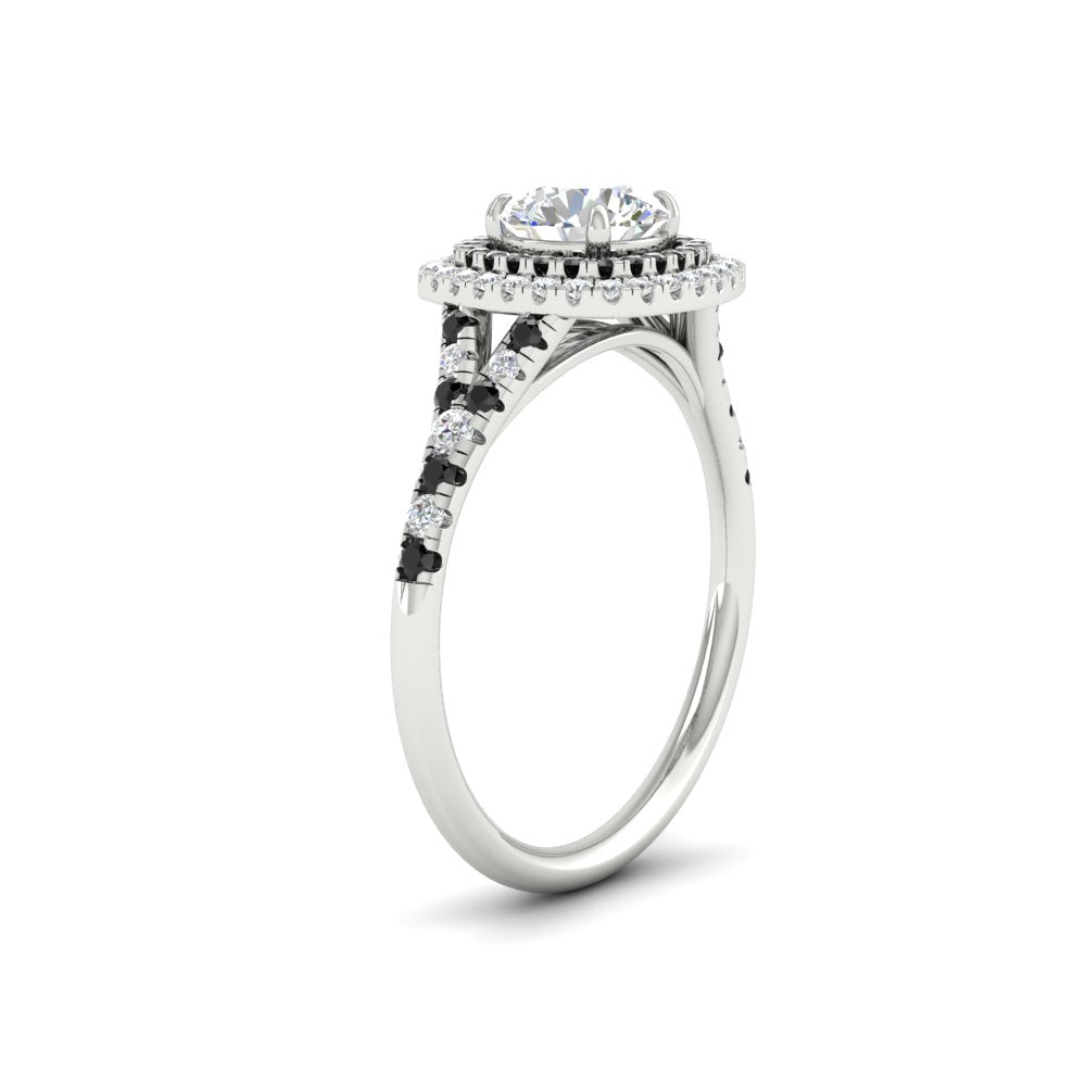 round-cut-spalit-band-double-halo-diamond-engagement-ring-with-black-diamond-in-FD11142RORGBLACKANGLE3-NL-WG