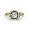 Load image into Gallery viewer, round-cut-spalit-band-double-halo-diamond-engagement-ring-with-black-diamond-in-FD11142RORGBLACKANGLE3-NL-YG