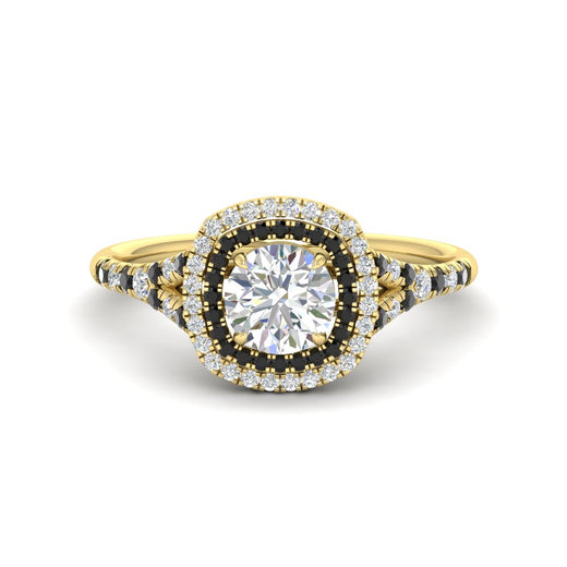 round-cut-spalit-band-double-halo-diamond-engagement-ring-with-black-diamond-in-FD11142RORGBLACKANGLE3-NL-YG