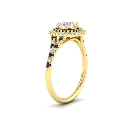 round-cut-spalit-band-double-halo-diamond-engagement-ring-with-black-diamond-in-FD11142RORGBLACKANGLE3-NL-YG