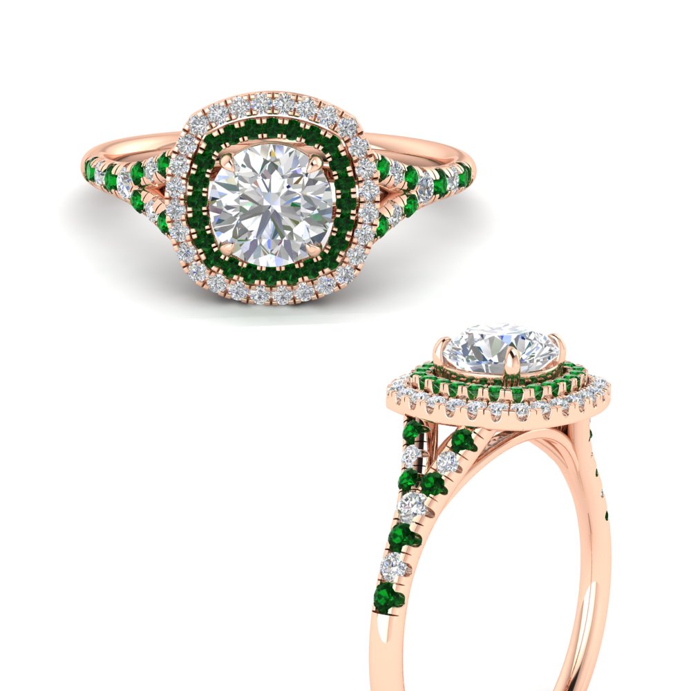 round-cut-spalit-band-double-halo-diamond-engagement-ring-with-emerald-in-FD11142RORGEMGRANGLE3-NL-RG