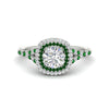 Load image into Gallery viewer, round-cut-spalit-band-double-halo-diamond-engagement-ring-with-emerald-in-FD11142RORGEMGRANGLE3-NL-WG