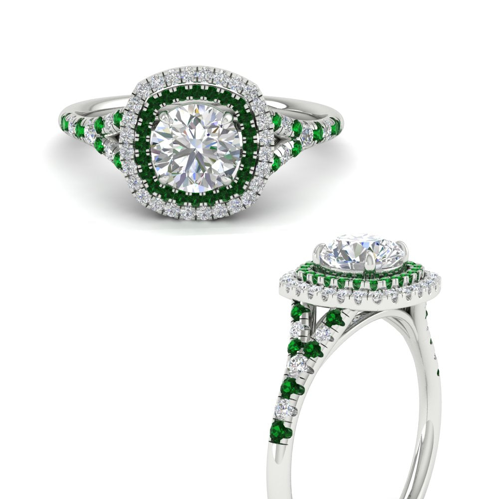 round-cut-spalit-band-double-halo-diamond-engagement-ring-with-emerald-in-FD11142RORGEMGRANGLE3-NL-WG