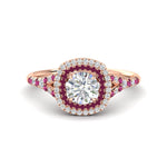 Load image into Gallery viewer, round-cut-spalit-band-double-halo-diamond-engagement-ring-with-pink-sapphire-in-FD11142RORGSADRPIANGLE3-NL-RG
