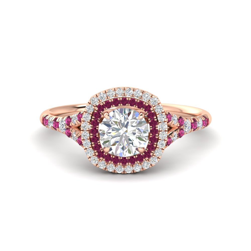 round-cut-spalit-band-double-halo-diamond-engagement-ring-with-pink-sapphire-in-FD11142RORGSADRPIANGLE3-NL-RG