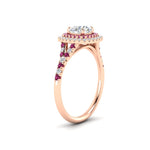 Load image into Gallery viewer, round-cut-spalit-band-double-halo-diamond-engagement-ring-with-pink-sapphire-in-FD11142RORGSADRPIANGLE3-NL-RG
