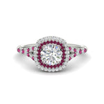 Load image into Gallery viewer, round-cut-spalit-band-double-halo-diamond-engagement-ring-with-pink-sapphire-in-FD11142RORGSADRPIANGLE3-NL-WG
