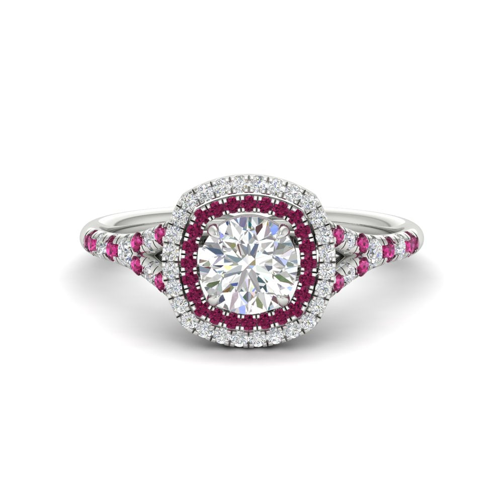 round-cut-spalit-band-double-halo-diamond-engagement-ring-with-pink-sapphire-in-FD11142RORGSADRPIANGLE3-NL-WG