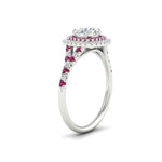 Load image into Gallery viewer, round-cut-spalit-band-double-halo-diamond-engagement-ring-with-pink-sapphire-in-FD11142RORGSADRPIANGLE3-NL-WG
