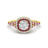 Load image into Gallery viewer, round-cut-spalit-band-double-halo-diamond-engagement-ring-with-pink-sapphire-in-FD11142RORGSADRPIANGLE3-NL-YG