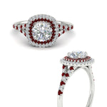 Load image into Gallery viewer, round-cut-spalit-band-double-halo-diamond-engagement-ring-with-ruby-in-FD11142RORGRUDRANGLE3-NL-WG
