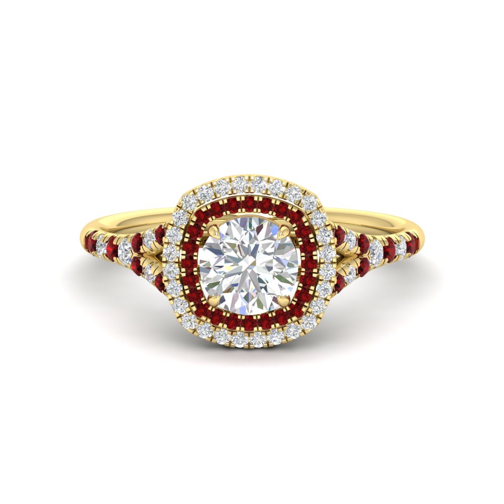 round-cut-spalit-band-double-halo-diamond-engagement-ring-with-ruby-in-FD11142RORGRUDRANGLE3-NL-YG