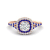 Load image into Gallery viewer, round-cut-spalit-band-double-halo-diamond-engagement-ring-with-sapphire-in-FD11142RORGSABLANGLE3-NL-RG