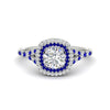 Load image into Gallery viewer, round-cut-spalit-band-double-halo-diamond-engagement-ring-with-sapphire-in-FD11142RORGSABLANGLE3-NL-WG