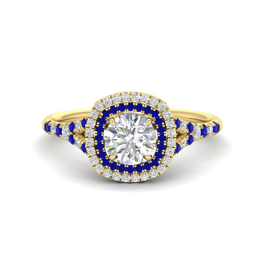 round-cut-spalit-band-double-halo-diamond-engagement-ring-with-sapphire-in-FD11142RORGSABLANGLE3-NL-YG