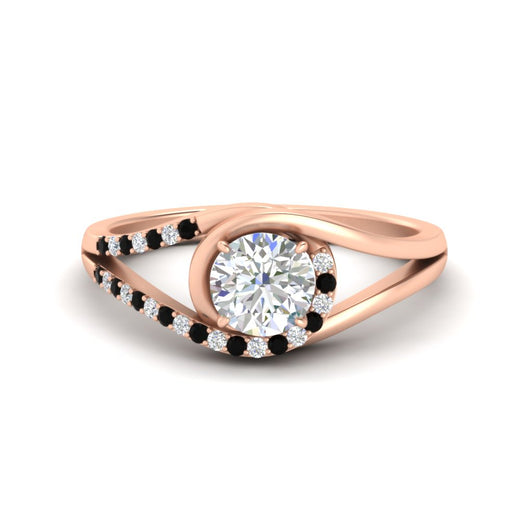 Round Cut Swirl Split Engagement Ring