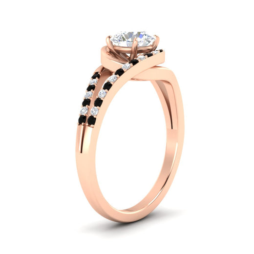 Round Cut Swirl Split Engagement Ring