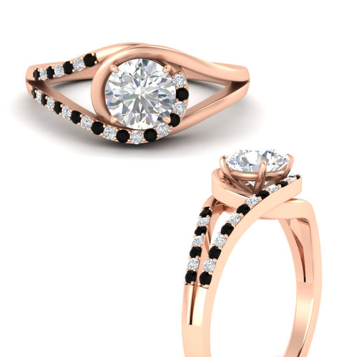 Round Cut Swirl Split Engagement Ring