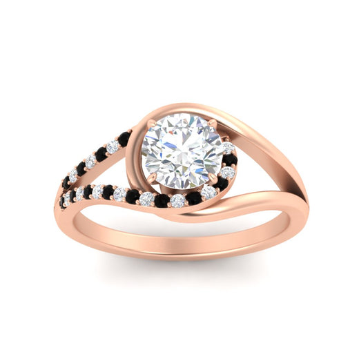 Round Cut Swirl Split Engagement Ring