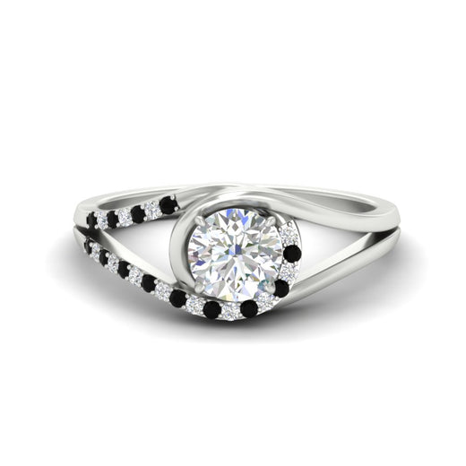 Round Cut Swirl Split Engagement Ring