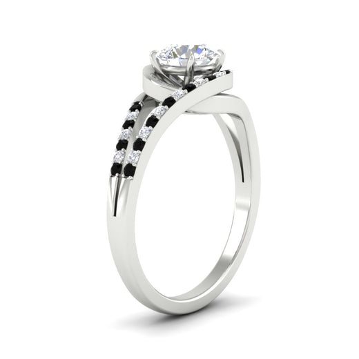 Round Cut Swirl Split Engagement Ring