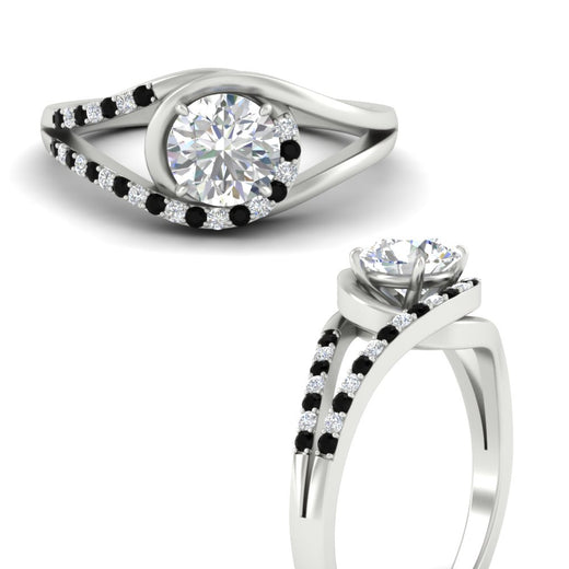 Round Cut Swirl Split Engagement Ring