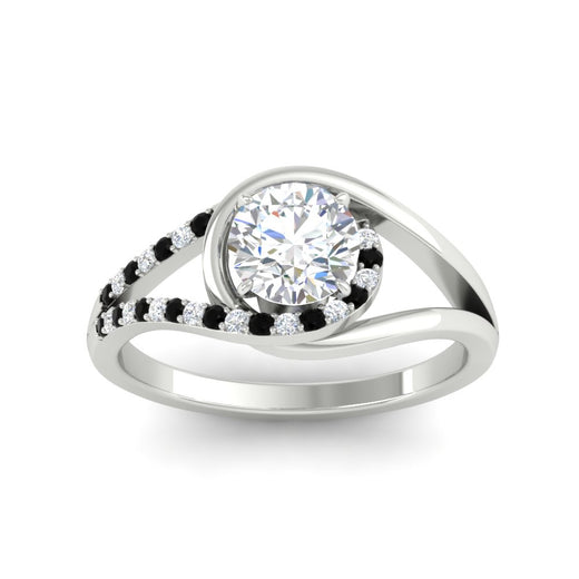 Round Cut Swirl Split Engagement Ring