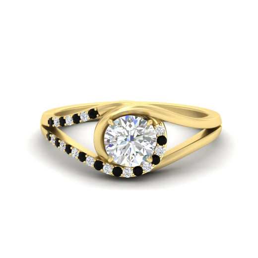 Round Cut Swirl Split Engagement Ring