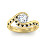 Load image into Gallery viewer, round-cut-swirl-black-diamond-wedding-band-set-in-yellow-gold-fdens7806rogblackangle5-nl-yg.jpg?v=1759906354